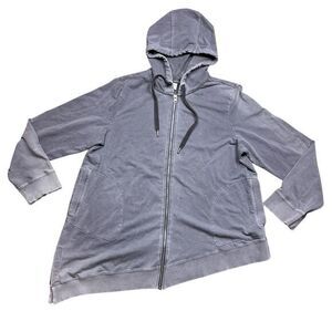 Garnet Hill Women's Gray Asymmetrical Zip-Up Hoodie Size L Relaxed Fit